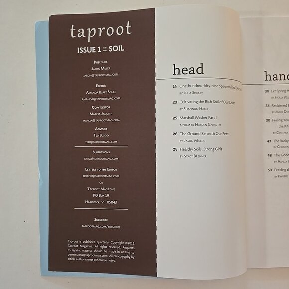 Taproot Magazine 2012 Issue 1 :Soil - Picture 3 of 5